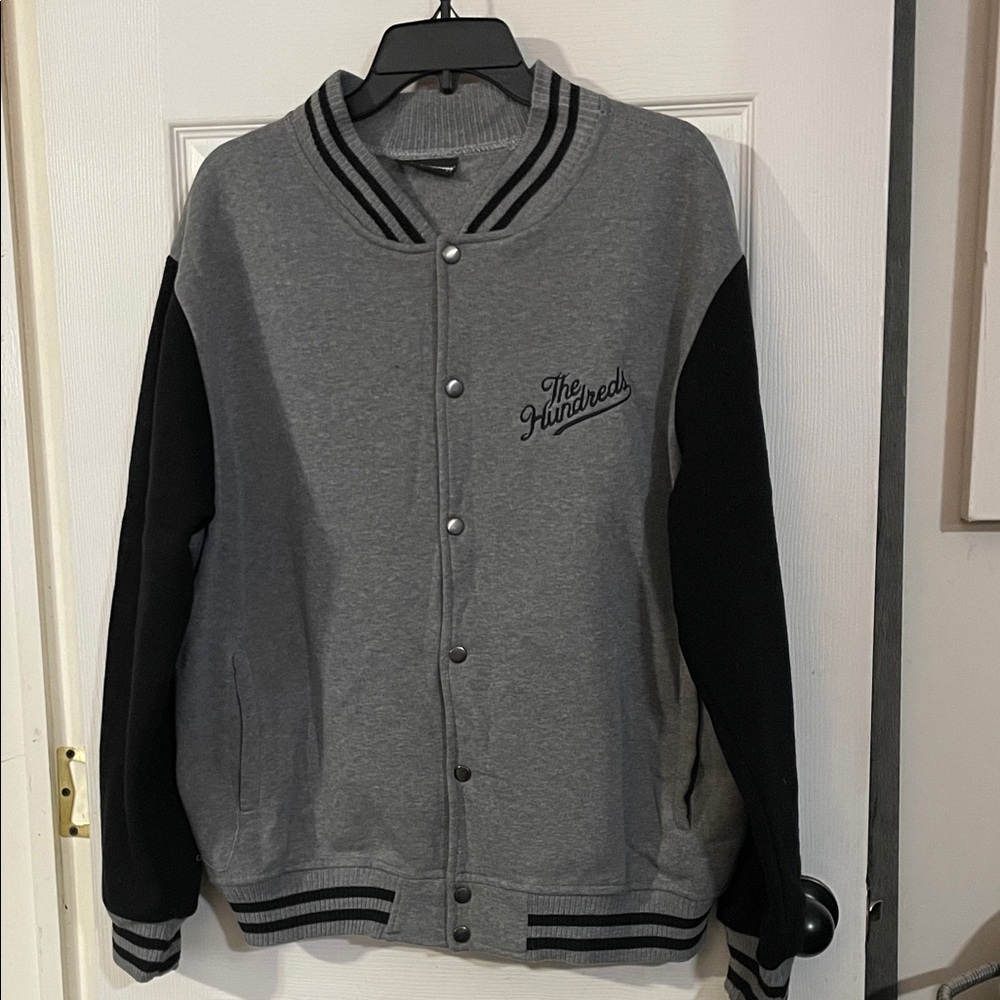 The Hundreds Black And Gray Varsity Jacket. Size M